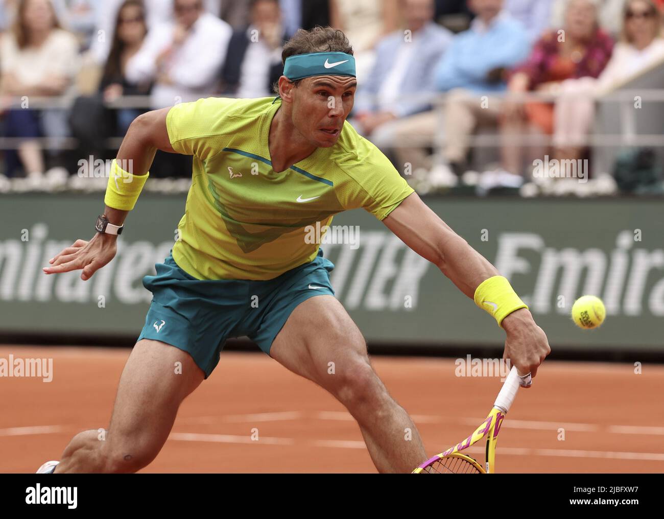Rafael Nadal di Spagna durante la finale maschile del giorno 15 di Roland- Garros 2022, French Open 2022, secondo torneo di tennis Grand Slam della  stagione il 5 giugno 2022 allo stadio Roland-Garros