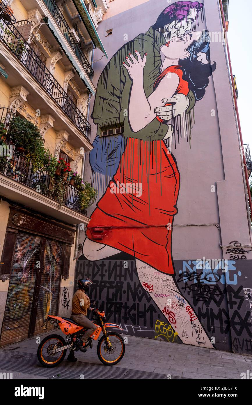 Arte del muro di Madrid Foto Stock