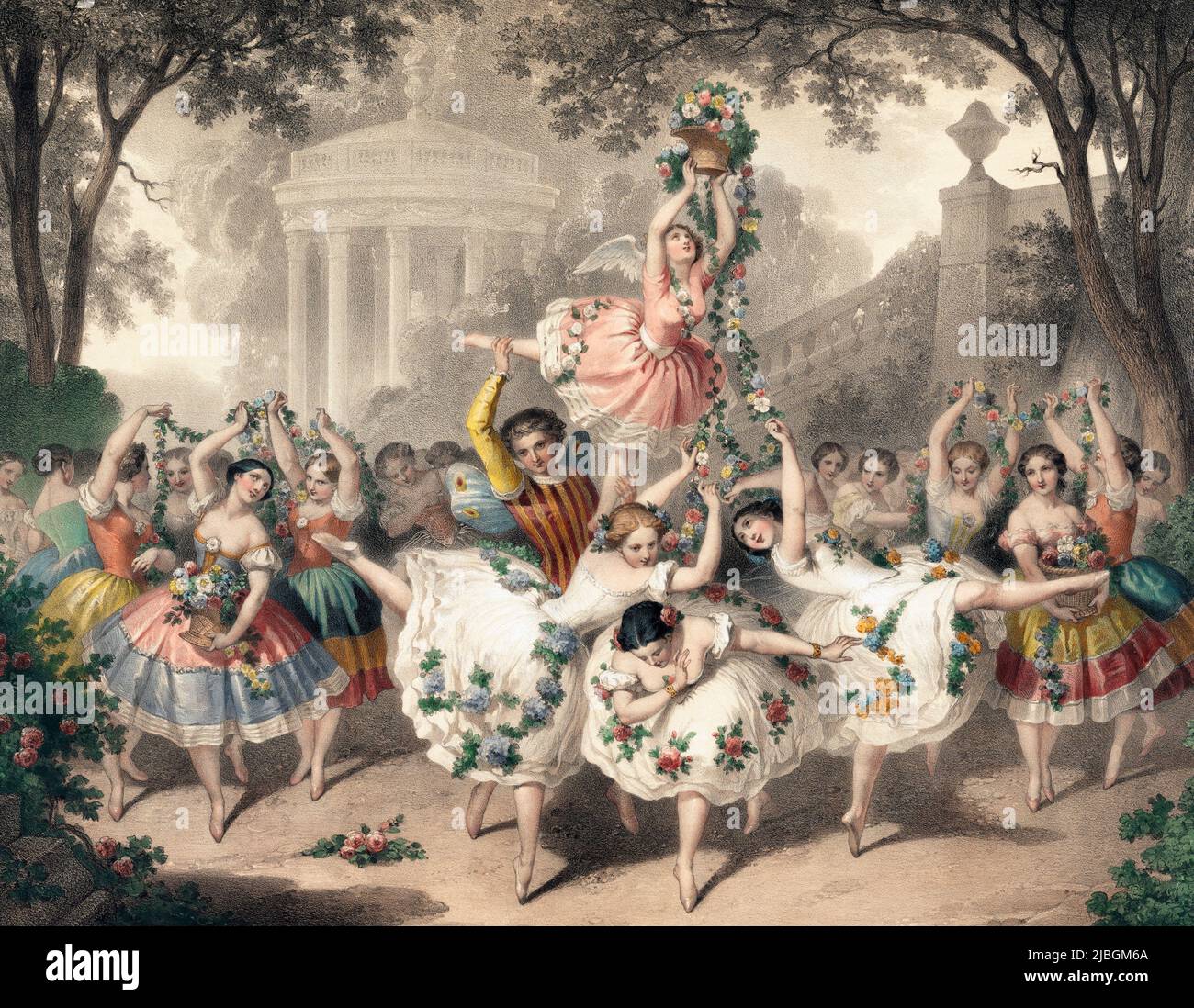 Balletto all'Opera, (Rose Dance), dell'artista francese Pierre-Auguste Belin, 1821 - 1890. Foto Stock