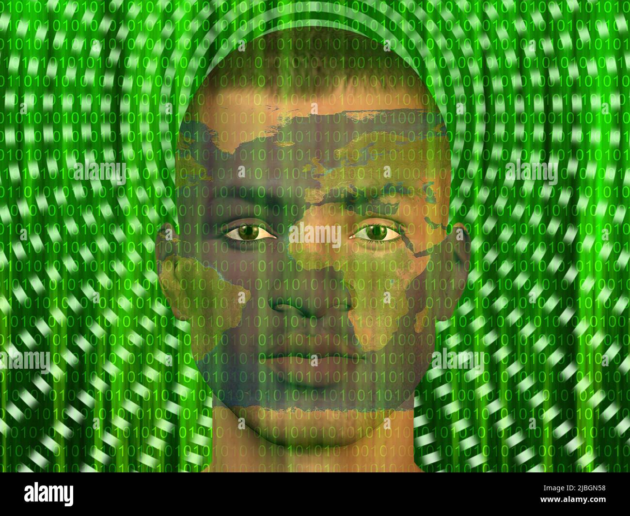 World Man Binary Streaming. 3D rendering Foto Stock