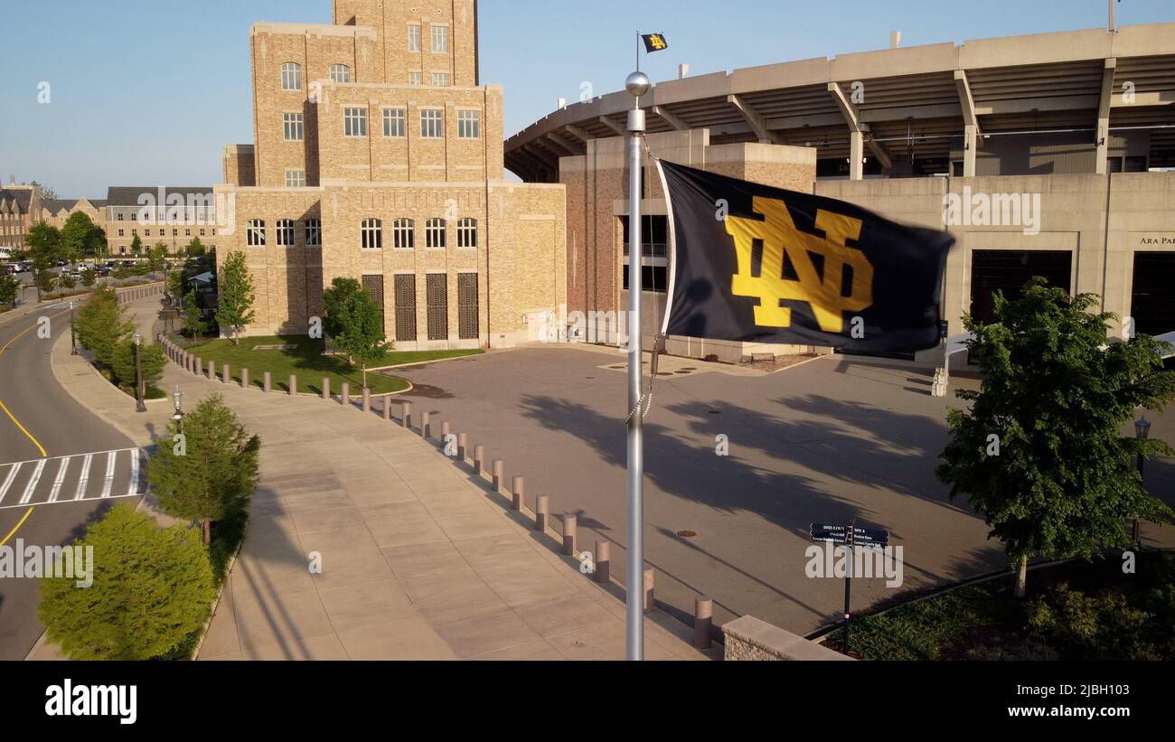 South Bend, Indiana - 25 maggio 2022: University of Notre Dame Fighting Irish College campus Foto Stock