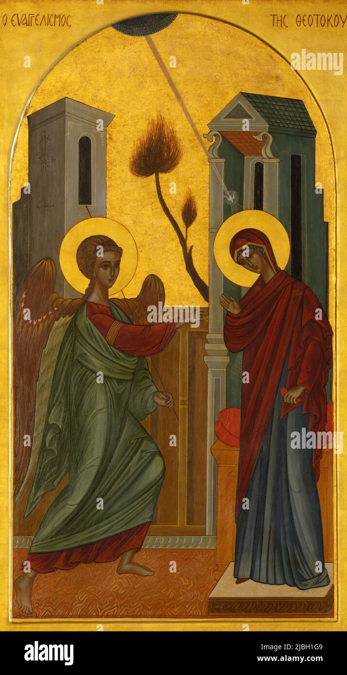 BARI, ITALIA - 5 MARZO 2022: L'icona dell'Annunciazione nella chiesa Chiesa di Santa Croce dal 20. Foto Stock