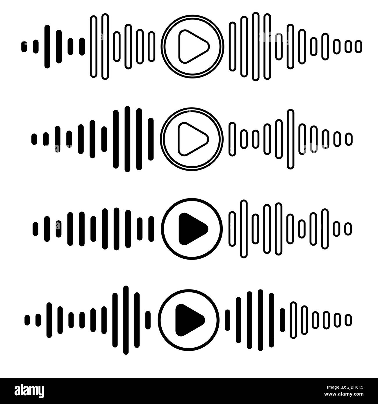 Icona del messaggio vocale. Icona nera dei messaggi vocali con forma d'onda sonora e microfono. Illustrazione di cartoni animati vettoriali per siti web, podcast e banner desi Illustrazione Vettoriale