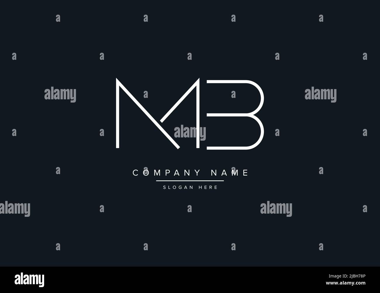 Lettere alfabetiche icona del monogramma logo MB Illustrazione Vettoriale