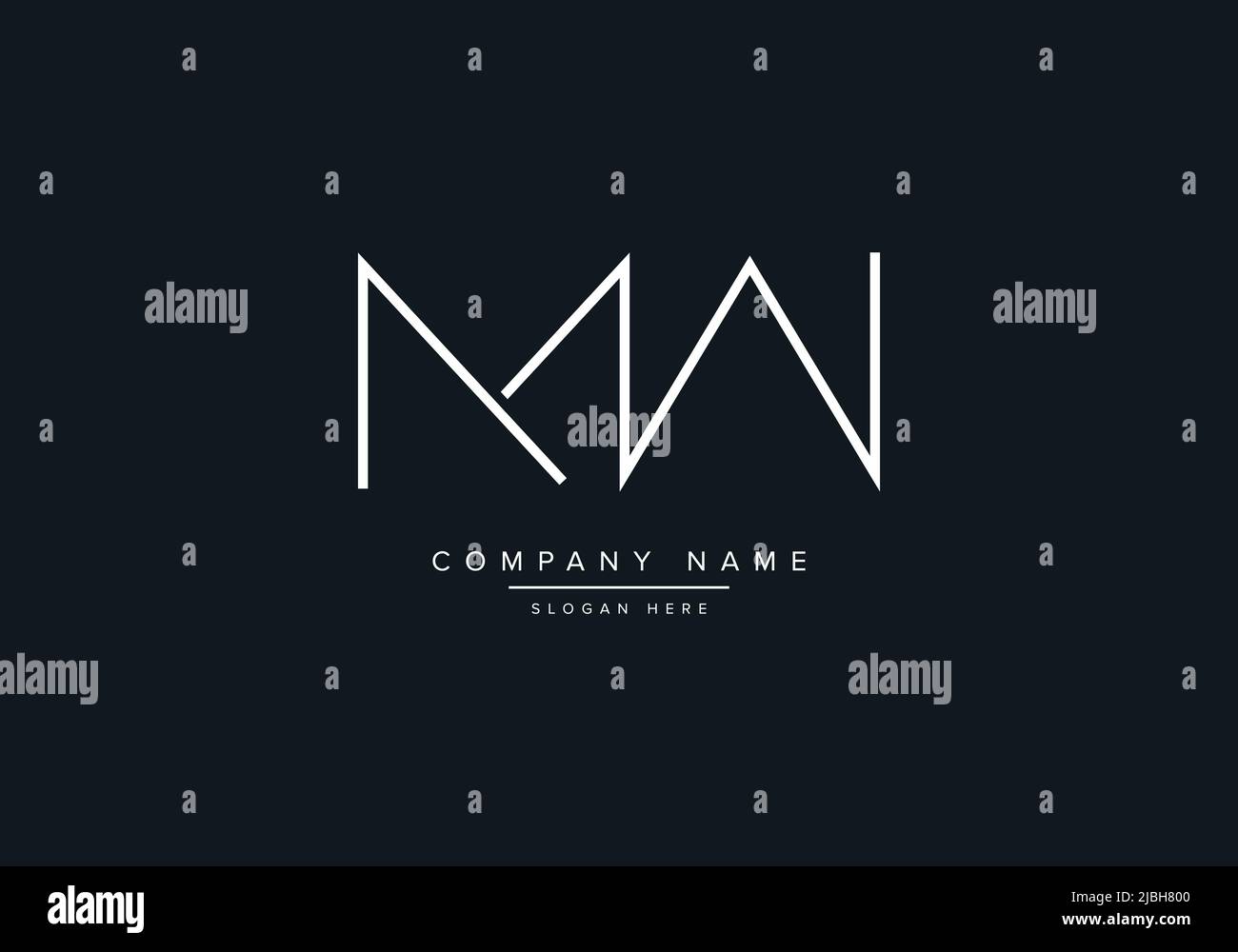 Modello vettoriale per il design del logo di Creative Letters MW. Illustrazione Vettoriale