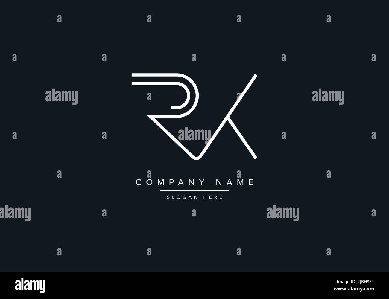 Modello vettoriale Creative Letters RK Logo Design. Illustrazione Vettoriale