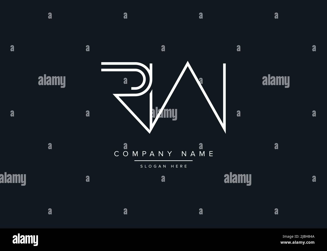 Modello vettoriale Creative Letters RW Logo Design. Illustrazione Vettoriale