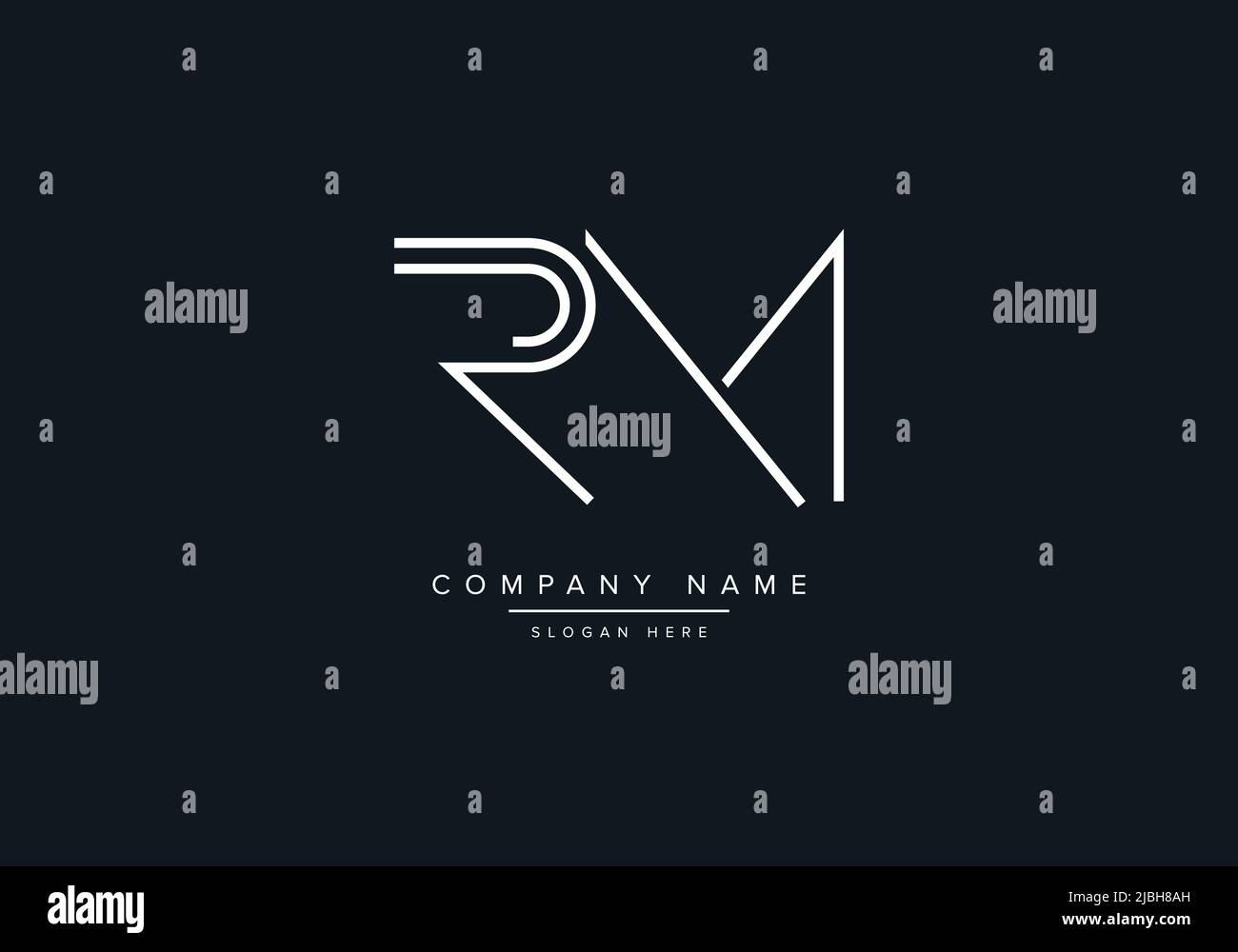 Modello vettoriale per il design del logo RM Creative Letters. Illustrazione Vettoriale