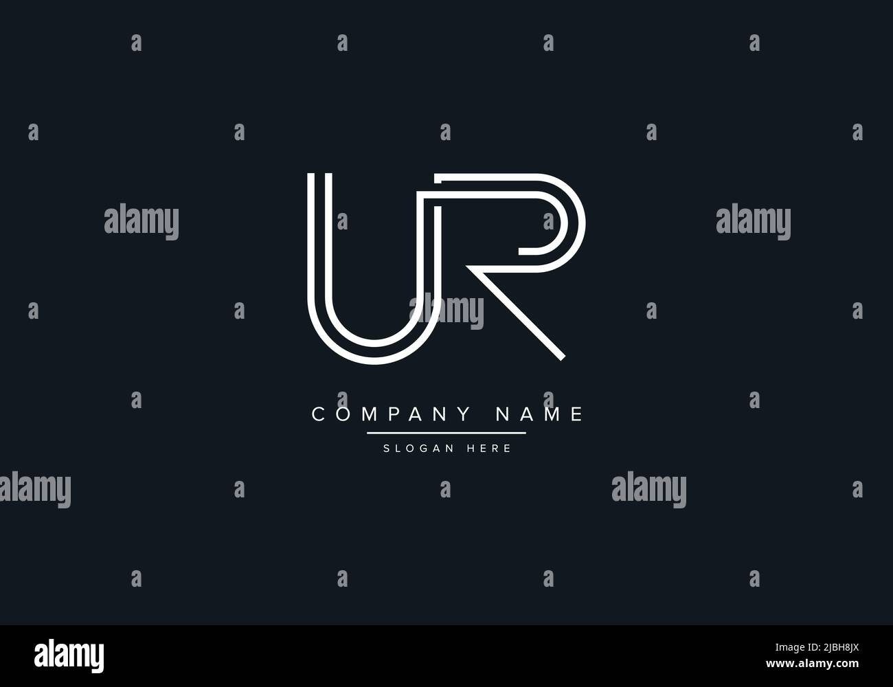 Modello vettoriale Creative Letters UR Logo Design. Illustrazione Vettoriale