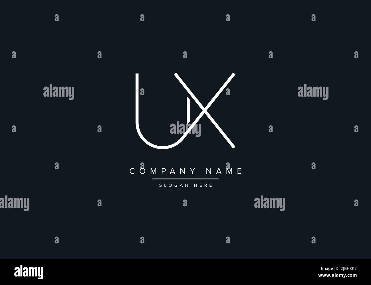 Modello vettoriale Creative Letters UX Logo Design. Illustrazione Vettoriale