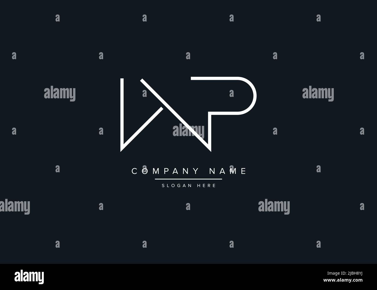 Modello vettoriale per la progettazione di Creative Letters WP Logo Design Illustrazione Vettoriale