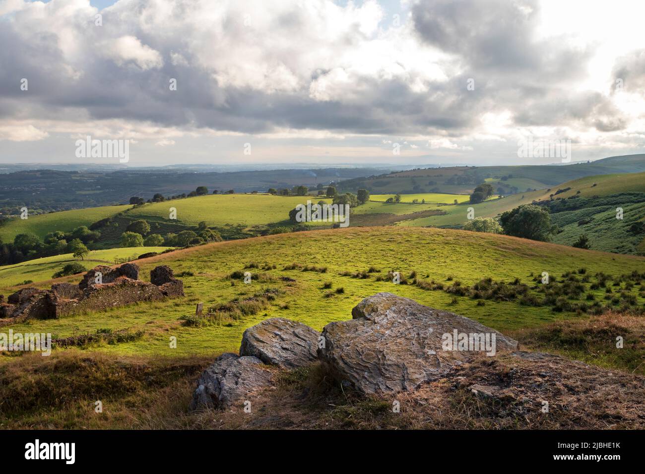 Vista sulle colline, in Galles. Foto Stock