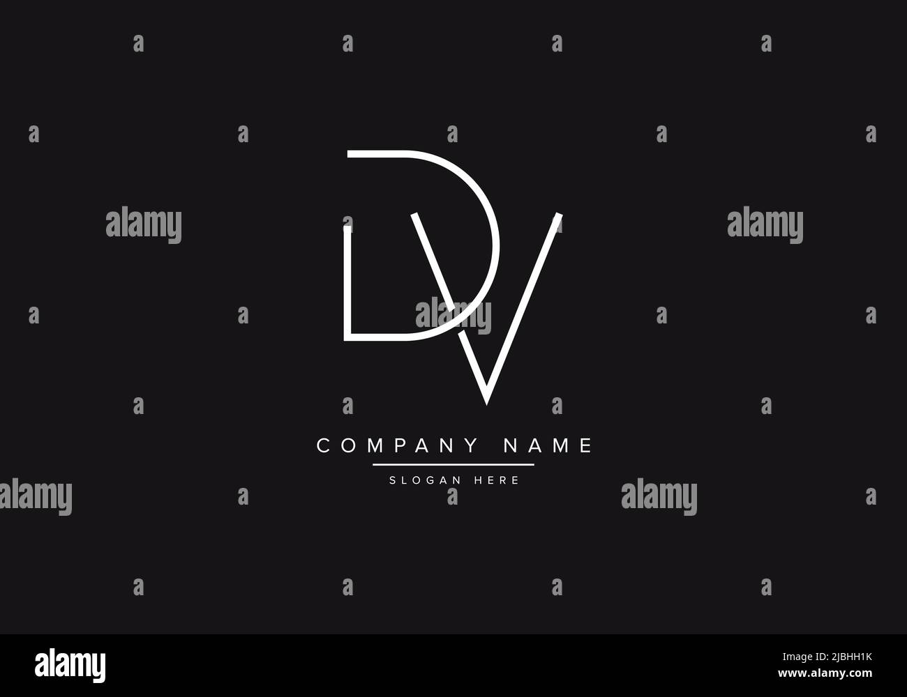 Disegno iniziale del logo dell'alfabeto DV del vettore Illustrazione Vettoriale