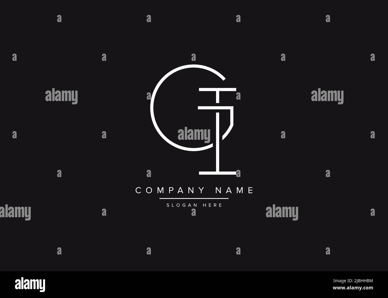 Disegno iniziale del logo dell'alfabeto GI Illustrazione Vettoriale