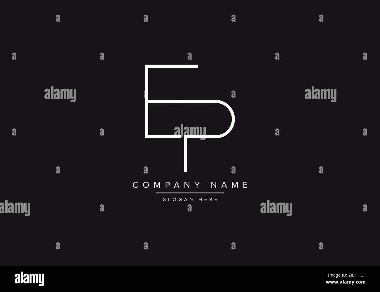 Disegno iniziale del logo della linea dell'alfabeto EP di Vector Illustrazione Vettoriale