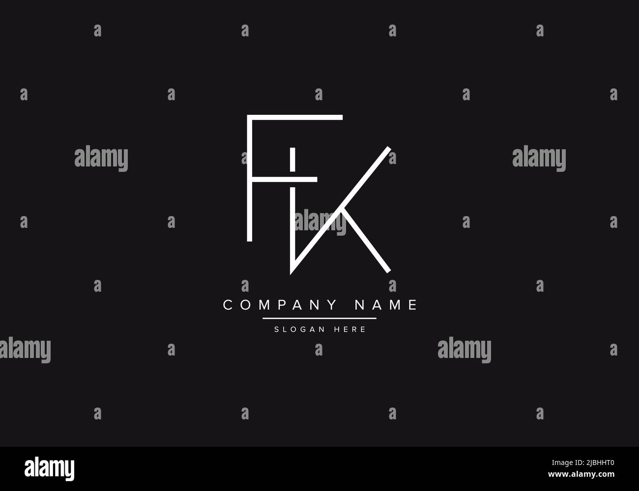 Iniziale FK alfabeto linea art logo design di vettore Illustrazione Vettoriale