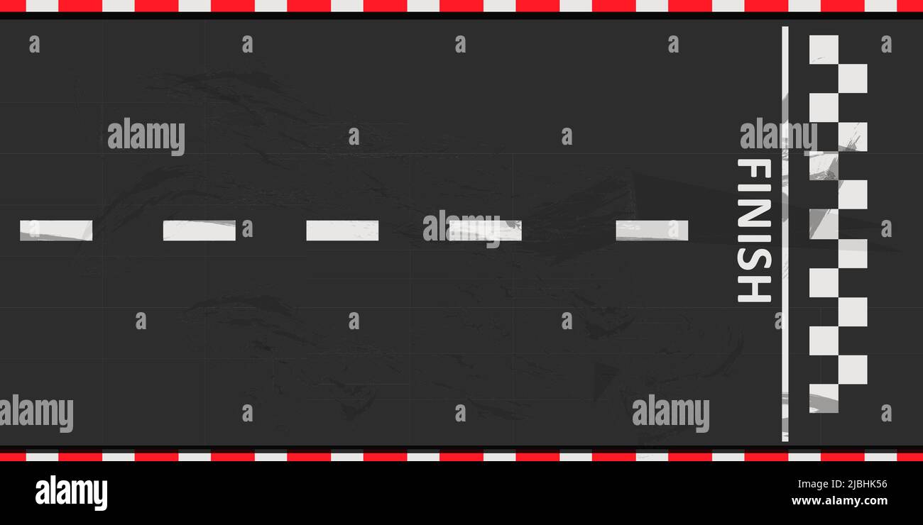 Road race, vista dall'alto in stile cartoon. Superficie testurizzata, circuito vicino alla finitura. . Illustrazione vettoriale Illustrazione Vettoriale