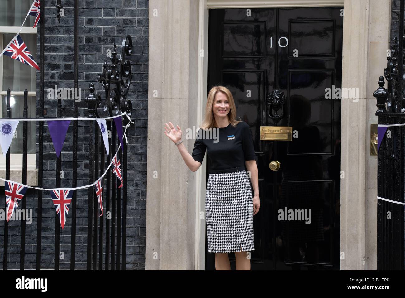 Londra, Regno Unito. 6th giugno 2022. Kaja Kallas primo Ministro dell'Estonia visita 10 Downing Street, Londra UK, Credit: Ian Davidson/Alamy Live News Foto Stock