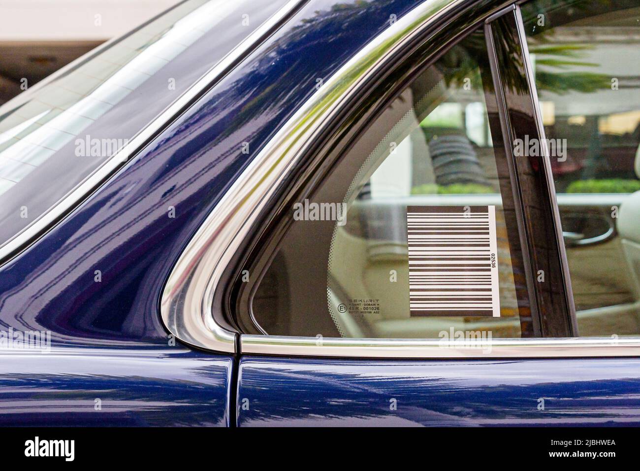 Miami Florida, Coral Gables, auto a noleggio con codice a barre finestrino Foto Stock
