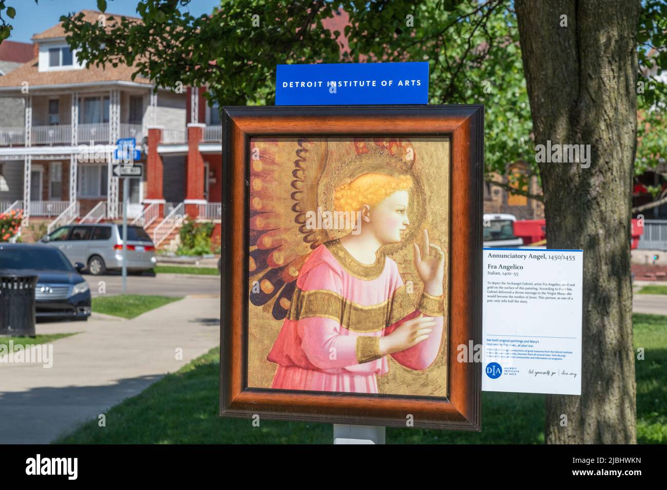 Hamtrampk, Michigan - il Detroit Institute of Arts mette riproduzioni di alta qualità dalla sua collezione d'arte in luoghi pubblici nella zona di Detroit. Foto Stock