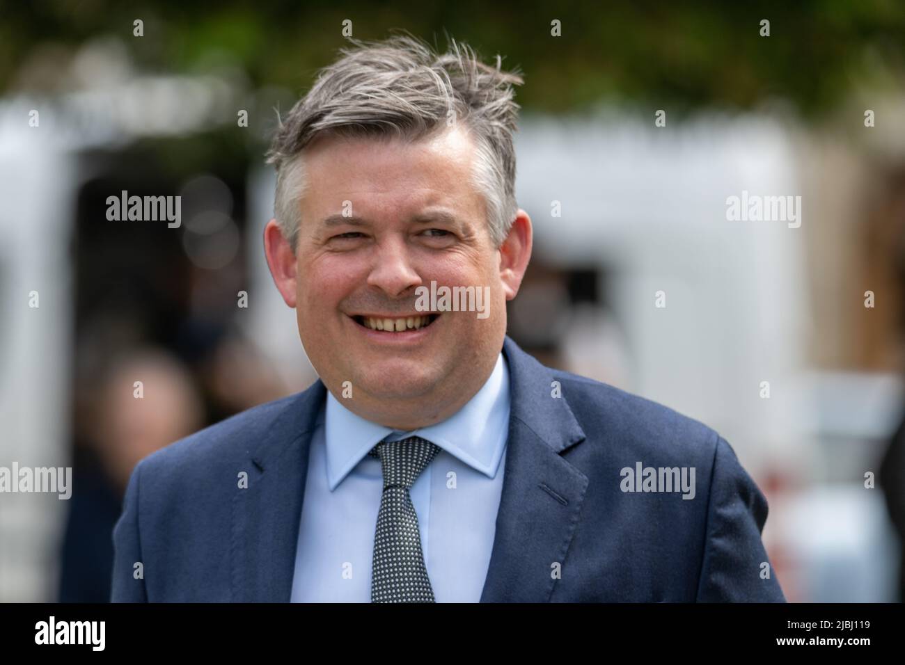 Londra, Regno Unito. 6th giugno 2022. MP's a Westminster il giorno del voto senza fiducia su Boris Johnson, MP, primo Ministro, ha illustrato Jonathan Ashworth laburista MP per Leicester Sud e Shadow Work and Pensions Segretario Credit: Ian Davidson/Alamy Live News Foto Stock