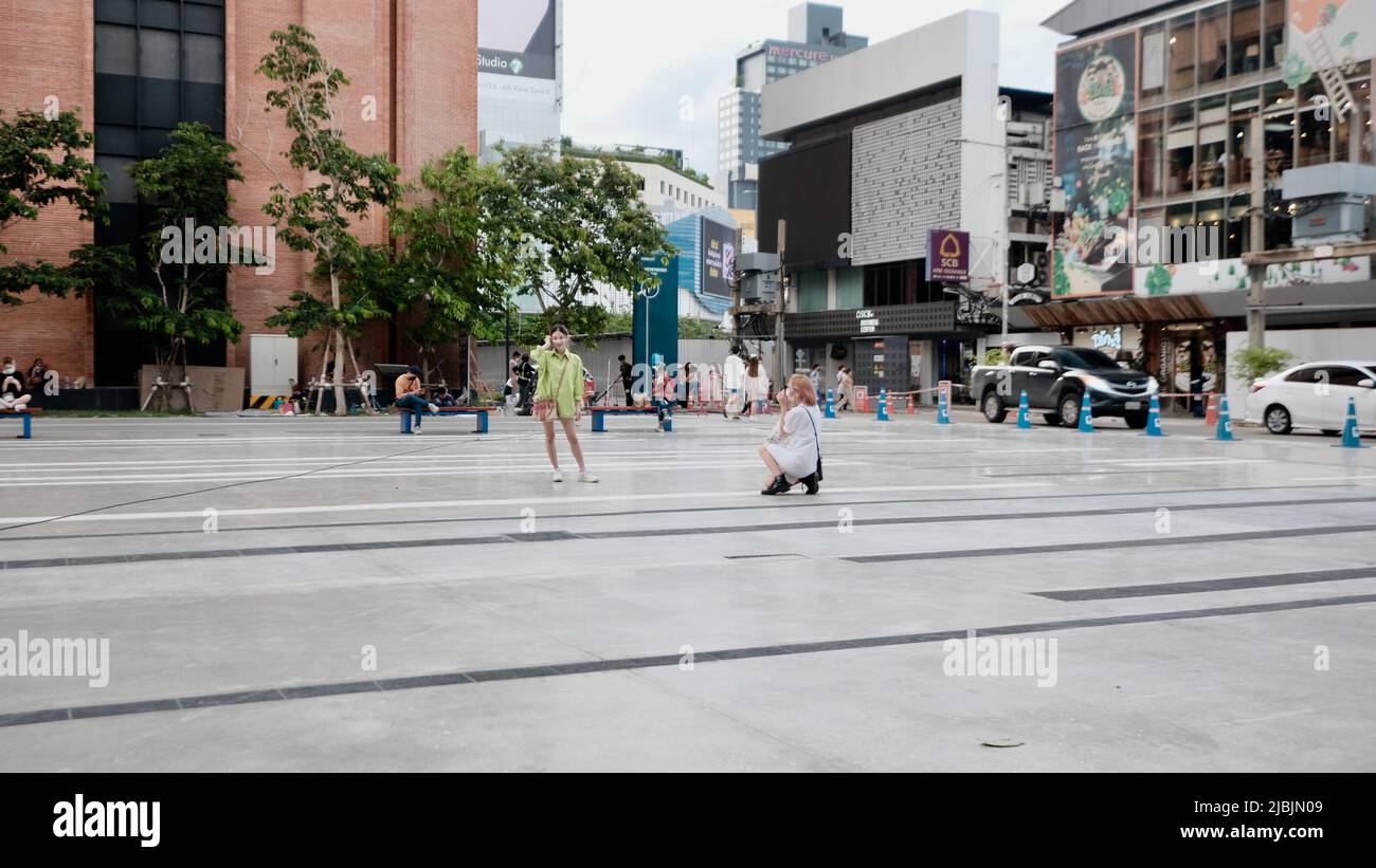 Siam Square Bangkok Thailandia punto d'incontro Plaza Hangout Foto Stock