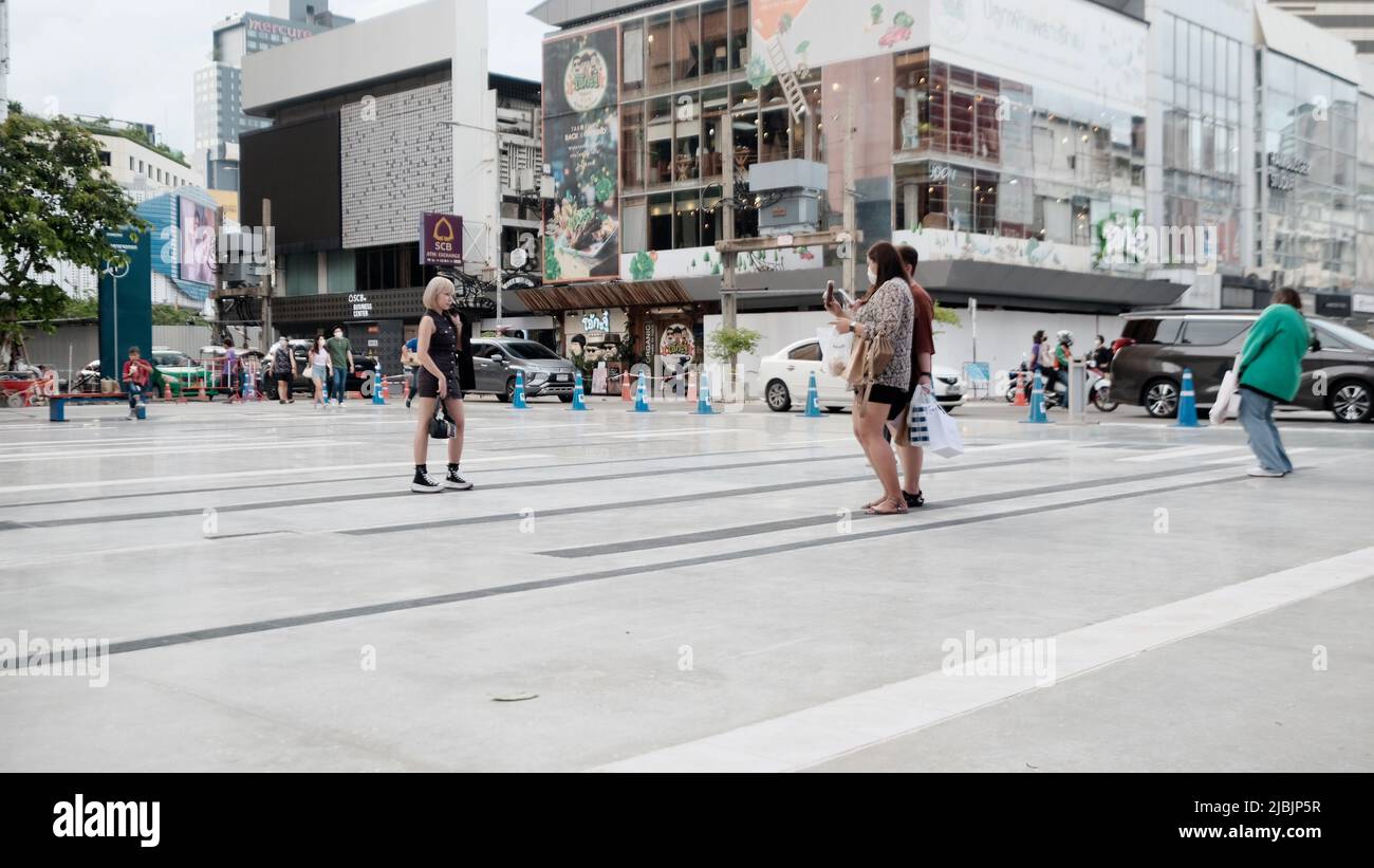 Siam Square Bangkok Thailandia punto d'incontro Plaza Hangout Foto Stock