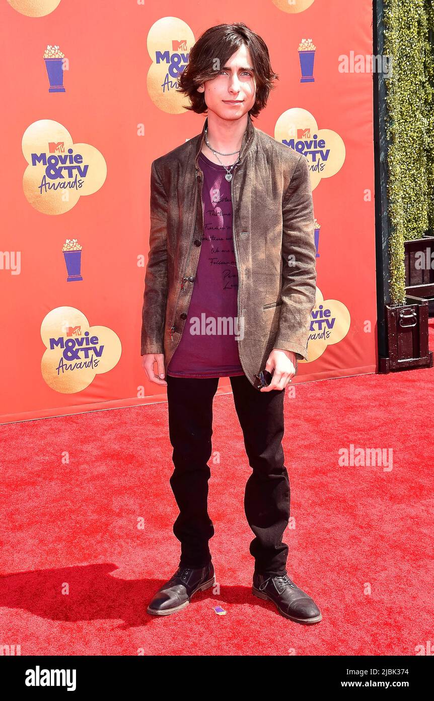 Aidan Gallagher partecipa ai 2022 MTV Movie and TV Awards al Barker Hangar di Santa Monica, Los Angeles, USA, il 05 giugno 2022. Foto Stock