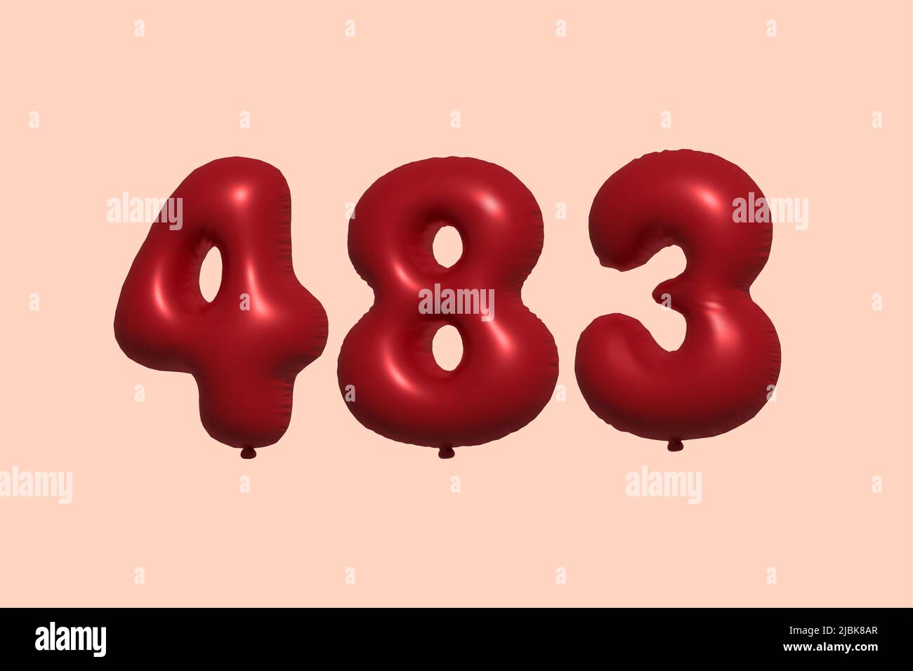 palloncino in numero 483 3d realizzato con rendering realistico di palloncino in aria metallica 3d. 3D palloncini di elio rosso per la vendita decorazione Party compleanno, celebrare anniversario, Vacanza nuziale. Illustrazione vettoriale Illustrazione Vettoriale