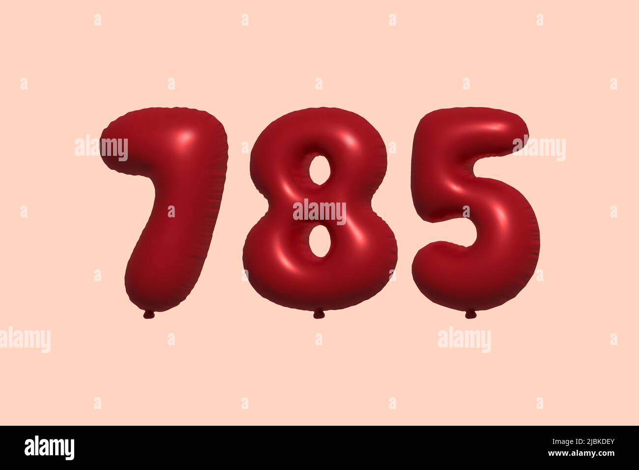 palloncino in numero 785 3d realizzato con rendering realistico di palloncino in aria metallica 3d. 3D palloncini di elio rosso per la vendita decorazione Party compleanno, celebrare anniversario, Vacanza nuziale. Illustrazione vettoriale Illustrazione Vettoriale