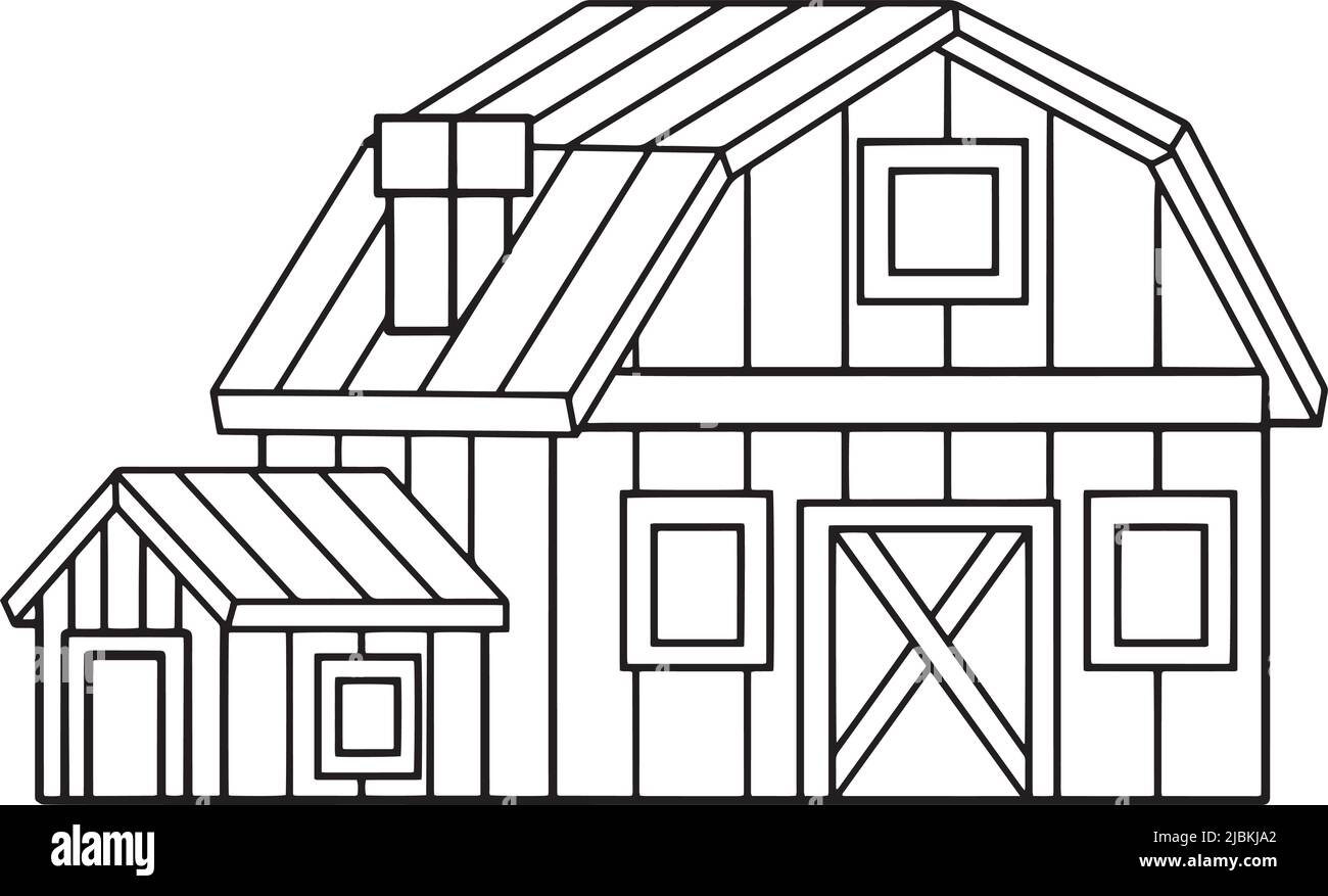 Agriturismo isolato colorazione pagina per bambini Illustrazione Vettoriale