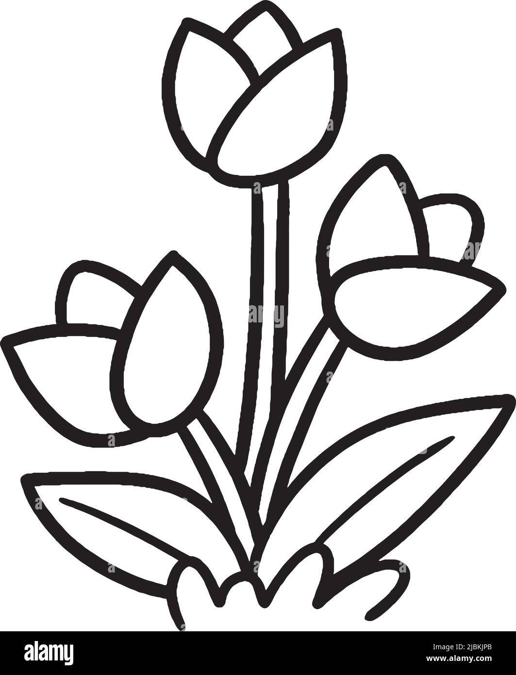 Tulipano Flower isolato colorazione pagina per bambini Illustrazione Vettoriale