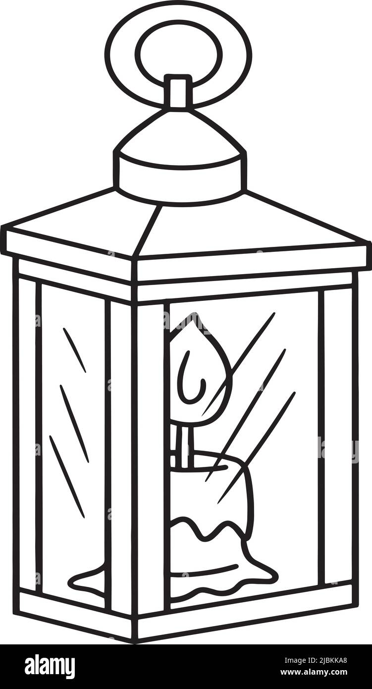 Lampada di ringraziamento candela colorazione isolata pagina Illustrazione Vettoriale