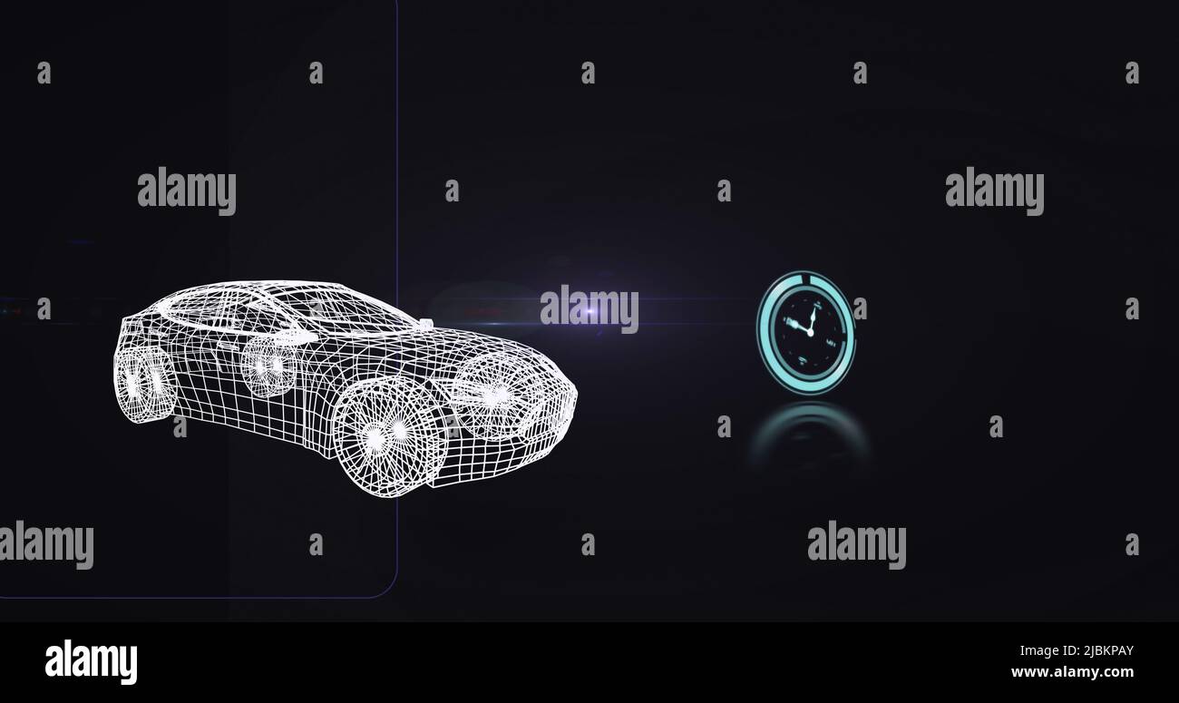 Immagine del modello di auto digitale con orologio Foto Stock