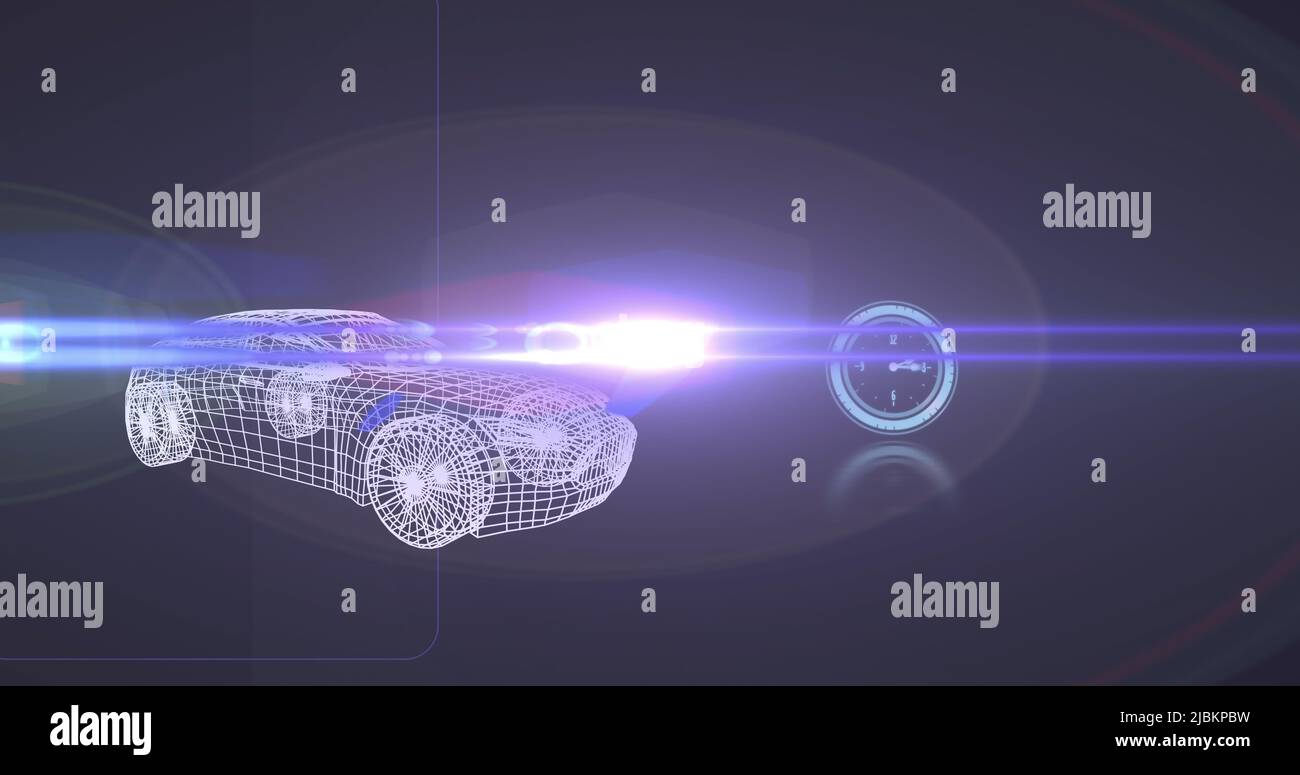 Immagine del modello di auto digitale con orologio Foto Stock