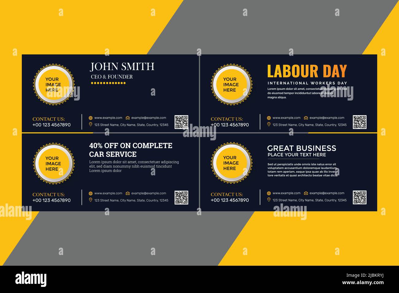 Set di modelli web astratti per la progettazione di banner, banner web con intestazione orizzontale. Testata con coperchio moderno Illustrazione Vettoriale