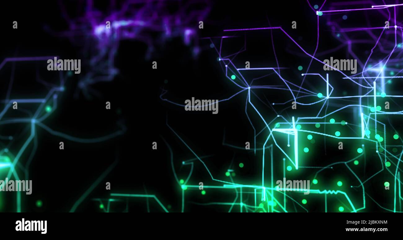 Immagine delle forme in movimento su sfondo nero Foto Stock