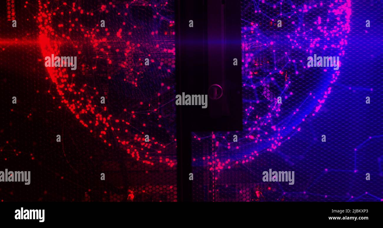 Immagine delle forme in movimento nella sala server Foto Stock