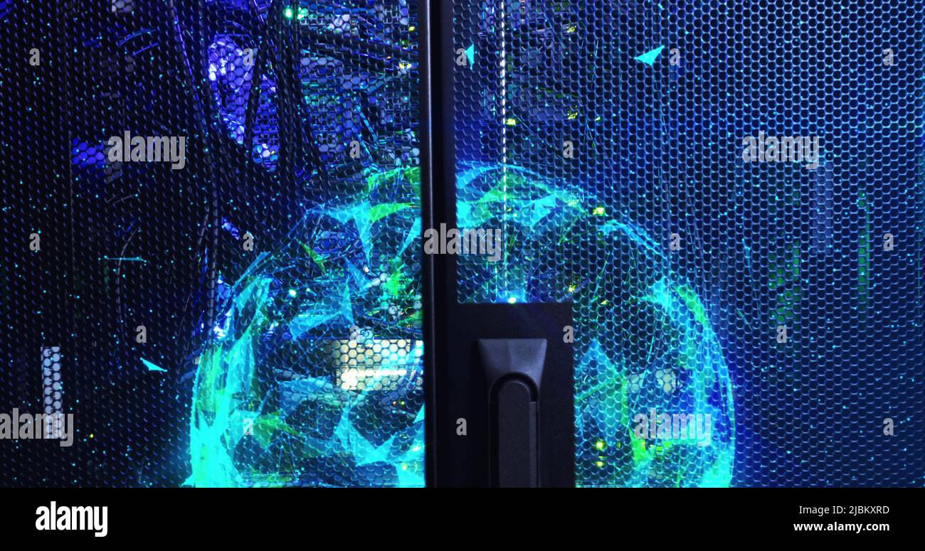 Immagine delle forme in movimento nella sala server Foto Stock