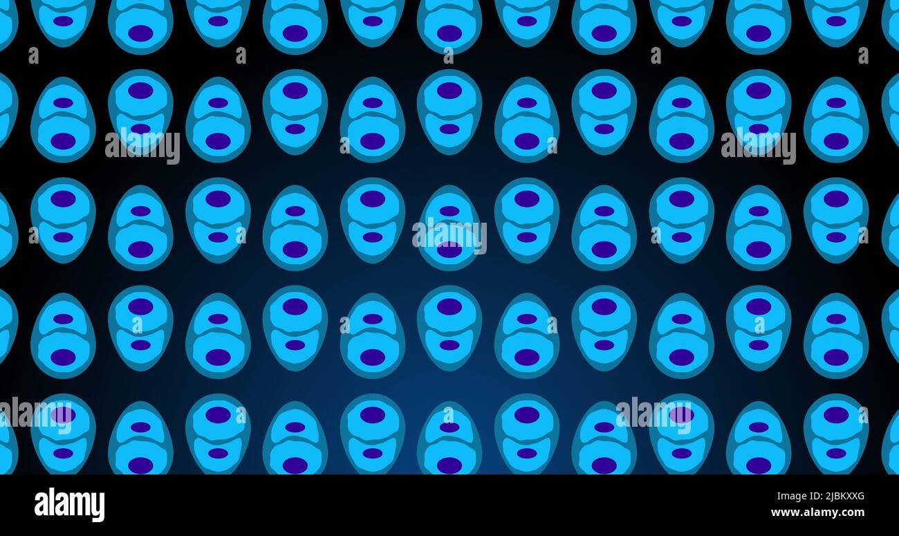 Immagine delle celle blu che si muovono su sfondo nero Foto Stock