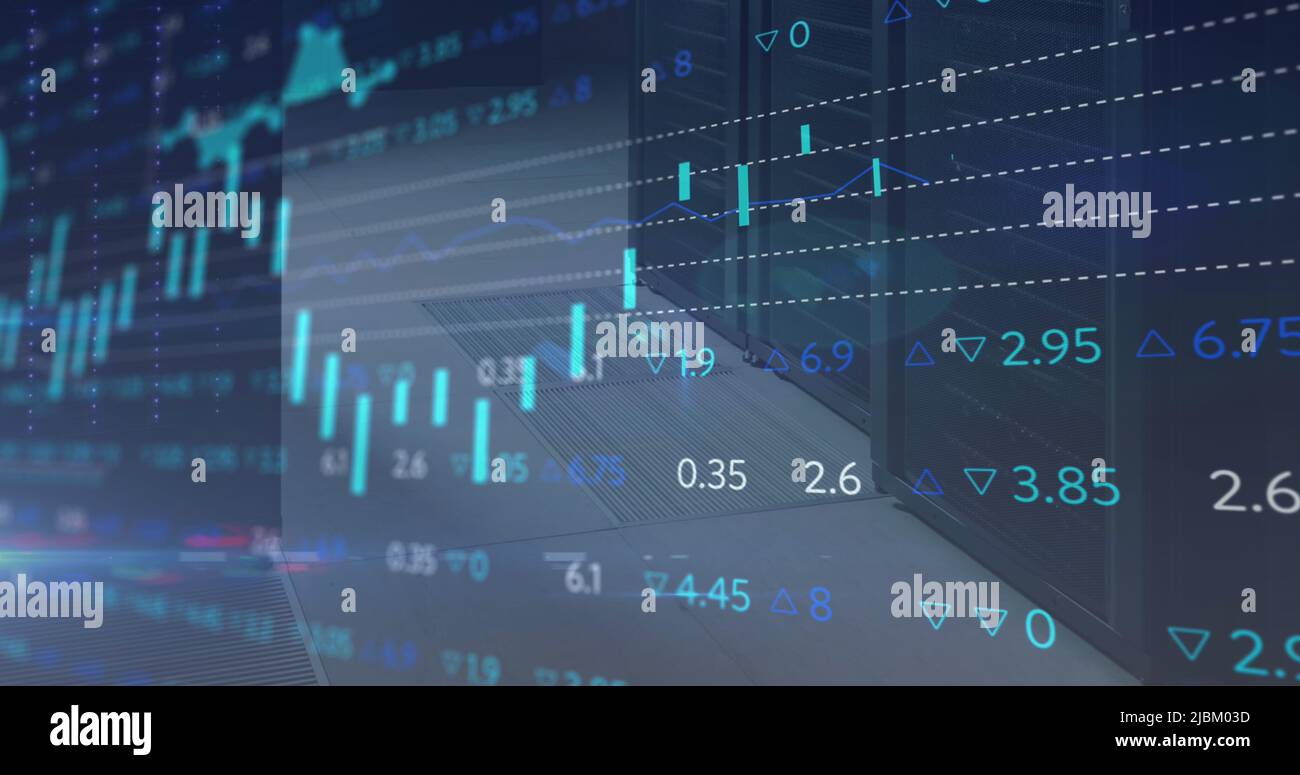 Immagine dell'elaborazione dei dati su server di computer Foto Stock