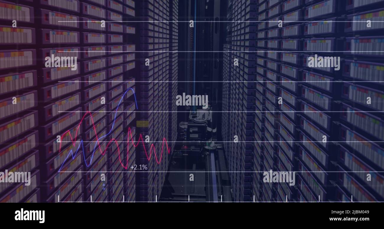 Immagine delle statistiche e dell'elaborazione dei dati su server di computer Foto Stock