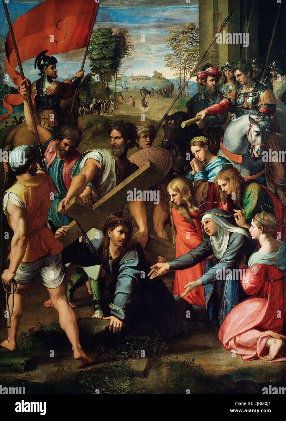 Cristo cadendo sulla via del Calvario di Raffaello (1516–1517) Foto Stock