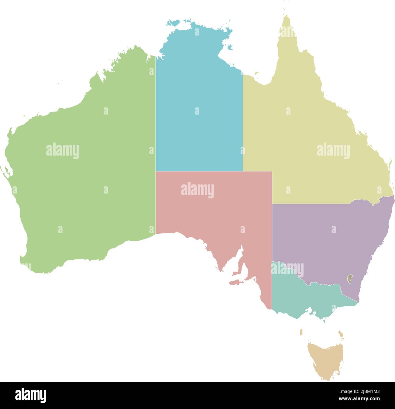 Mappa vettoriale vuota dell'Australia con regioni o territori e divisioni amministrative. Livelli modificabili e chiaramente etichettati. Illustrazione Vettoriale