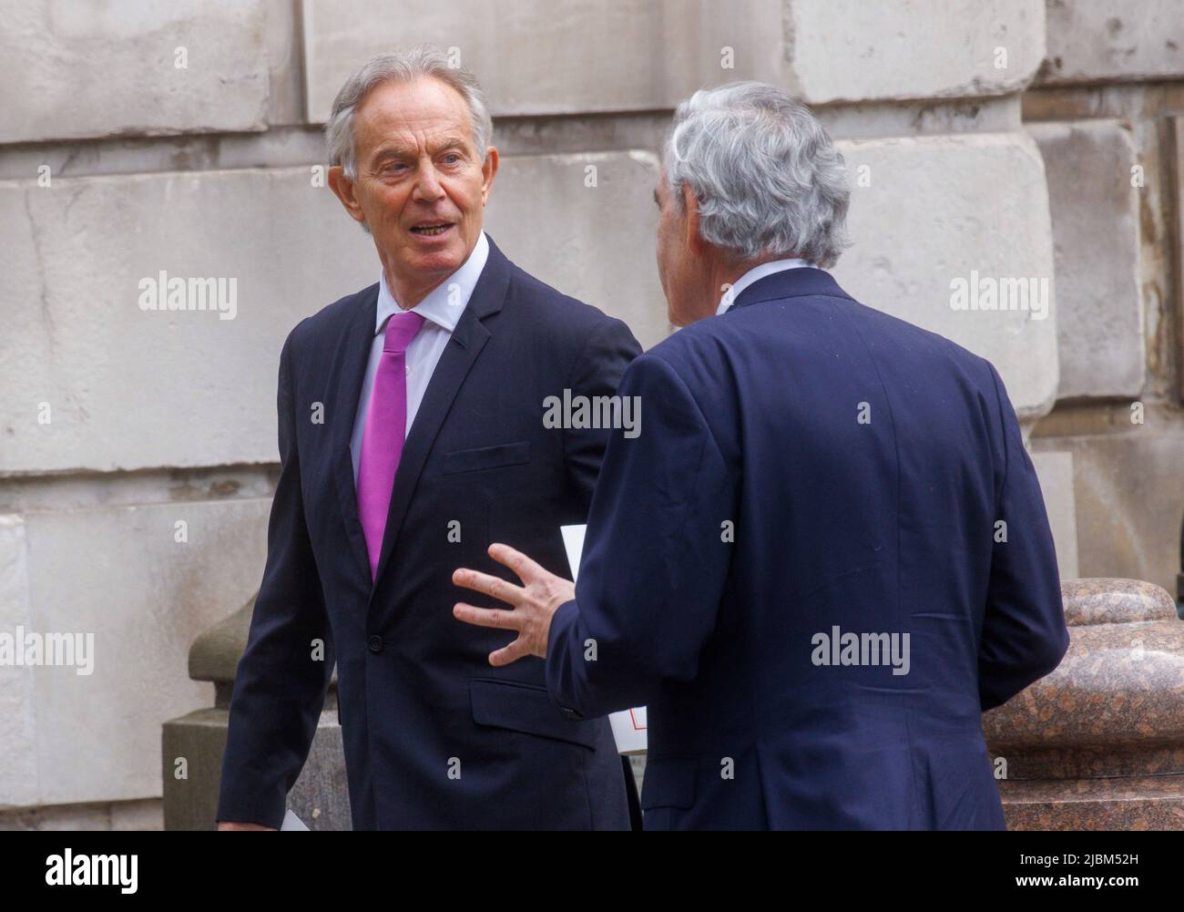3 giugno 2022-Londra, ex primo Ministro britannico, Tony Blair con Gordon Brown, alla Cattedrale di St Pauls per un servizio di ringraziamento a sua Maestà la Regina Eliz Foto Stock