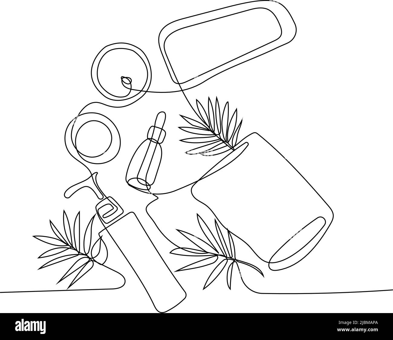 Minimal cura della pelle concetto naturale rimedi a base di erbe Illustrazione Vettoriale