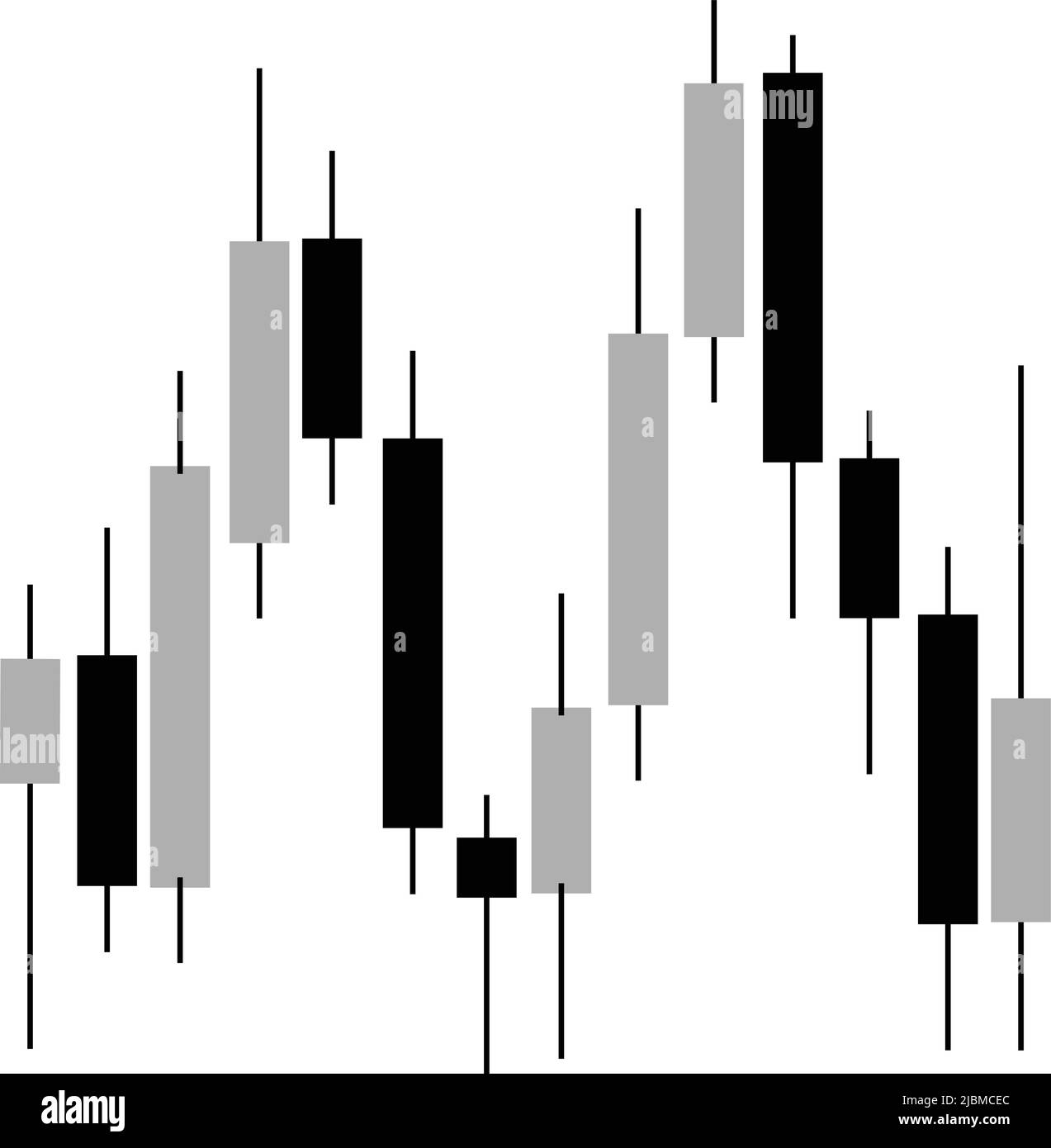 Business grafico borsa icona bastone candela. Su sfondo bianco. Illustrazione Vettoriale