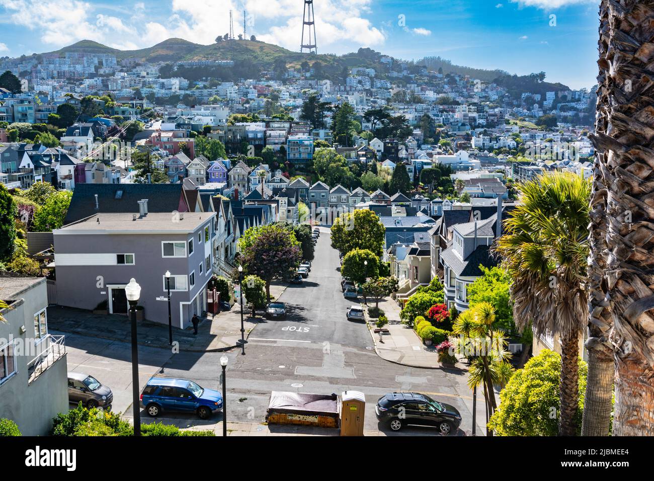 Vista panoramica del quartiere Castro da Liberty Street, San Francisco, California Foto Stock