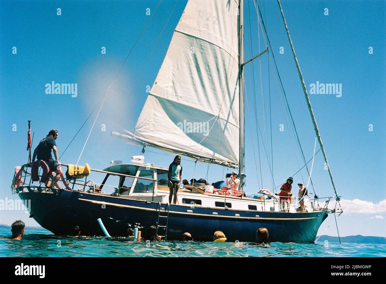 Crociera in barca sul lago Taupo Foto Stock