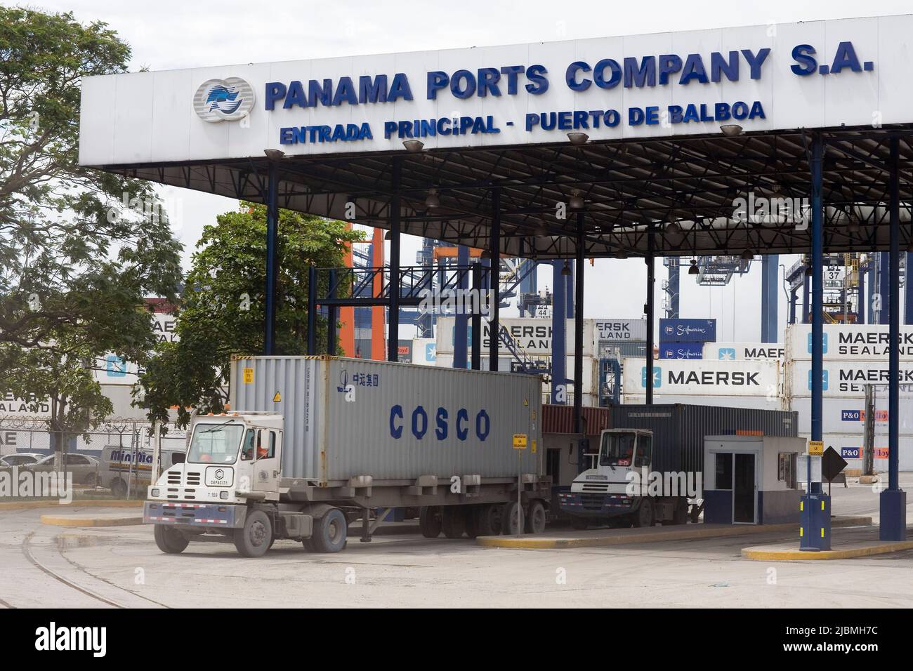 Panama. Il porto di Balboa, situato sul canale sul lato dell'Oceano Pacifico vicino a Panama City, si sta espandendo a causa della crescente importanza dell'eco Foto Stock